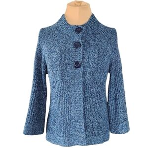 Charter Club‎ Petite Button-Front Cardigan Sweater Blue Bouclé Knit Women's PS